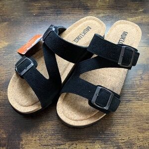 MUK LUKS Poppy Sandal Women's Size 7 Genuine Suede Cork Strappy Slide Sandals